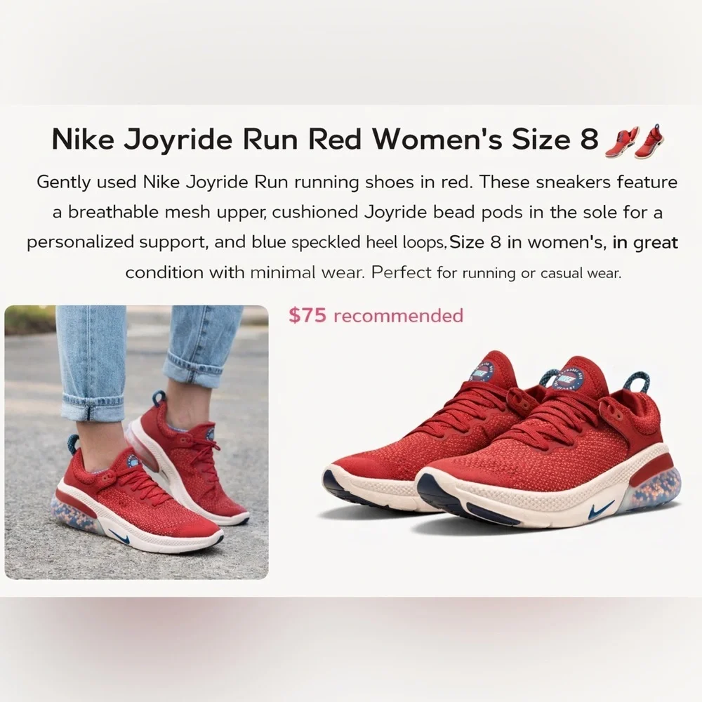 Nike Red Knit Running Shoes with Blue Accents